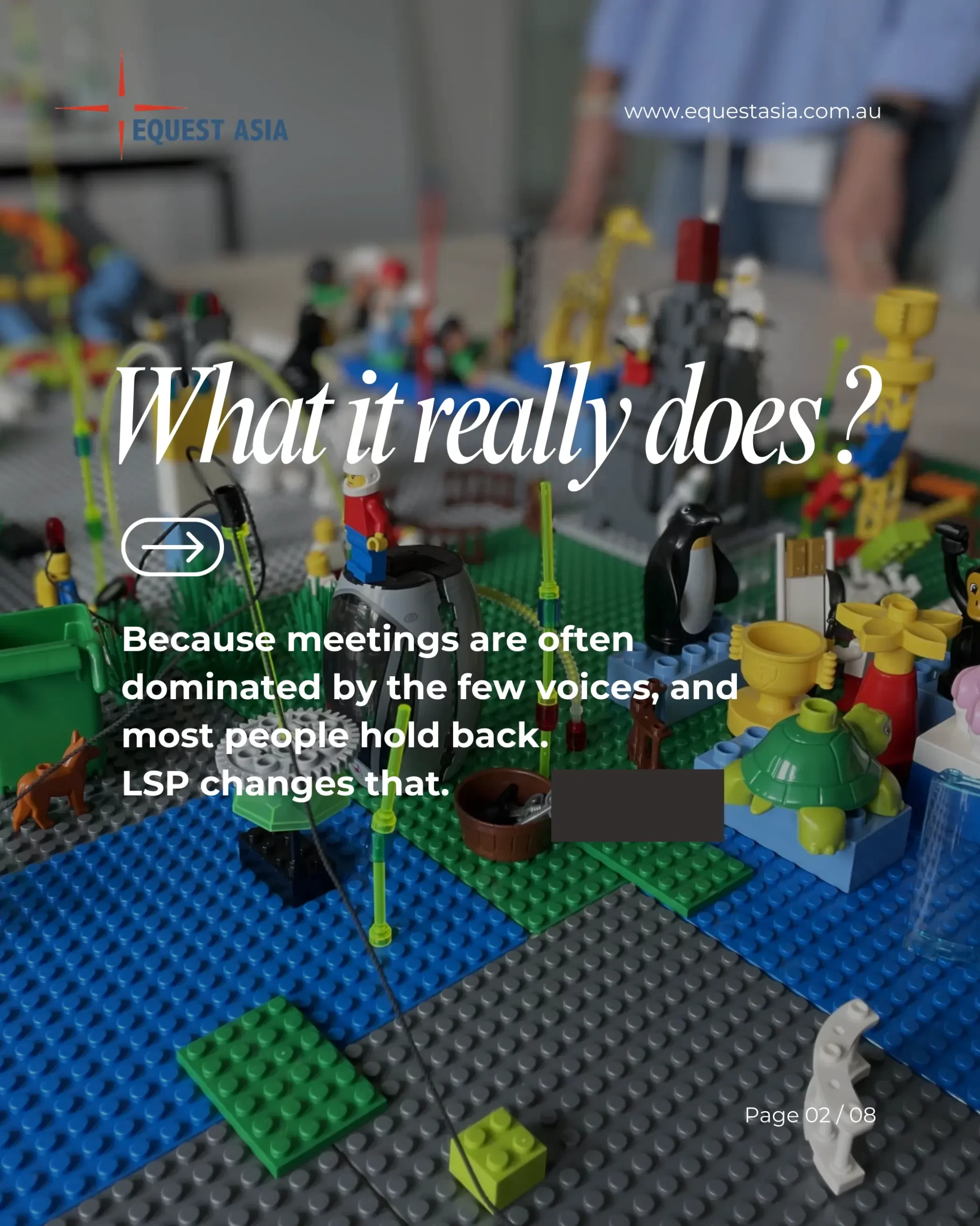 The LEGO® SERIOUS PLAY® LSP methodology - EQuest Asia 2. why use lego® serious play® at work
